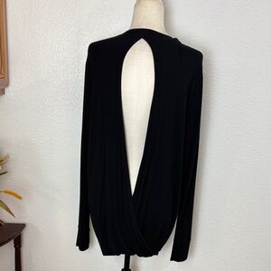 870 EUC Elegant Open Back Black Women's Cardigan Style Outerwear Top. SzXL